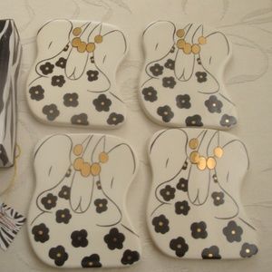 Set of 4 Whimsical Aunt Gertie Ceramic CoasterS SWAK Lynda Corneille New